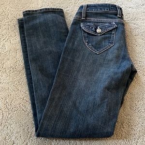 👖Brappers Japanese Vintage Jeans waist measures 16” across waist pink stitching